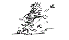 Vignetta: un bambino lancia due palle con il pugno.