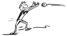 Fumetto: un giocatore in posizione per prendere una palla.
