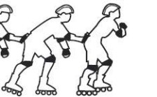 Grafico: un gruppo di inline skater che pattina nella scia