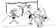 Disegno: dei bambini giocano una partita di beach volley