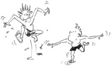 Disegno: due bambini fanno dei salti