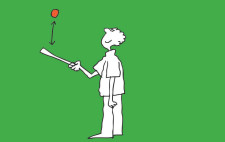Comic: Ein Kind jongliert einen Footbag mit dem Massstab.