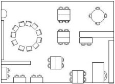 Grafik: Mögliche Gestaltung eines Klassenzimmers.