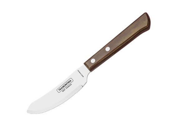 Couteau à pizza longueur 21 cm, longueur de la lame 10 cm, manche bois  brun, métal – Banholzer AG