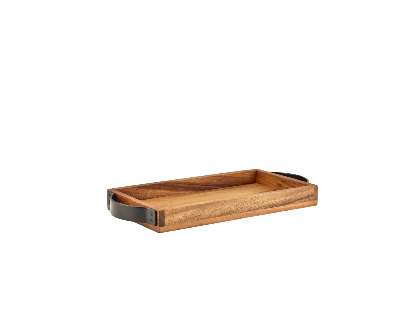 Serviertablett mit Griffen 38.5 x 17.5 cm, GenWare, Höhe 3.5 cm, Akazien – Banholzer AG