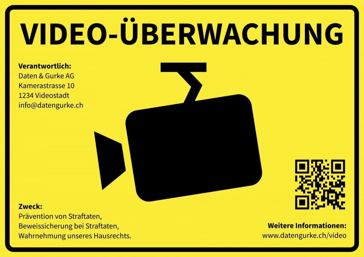 Bild: Muster-Hinweisschild «Video-Überwachung» (gelb)
