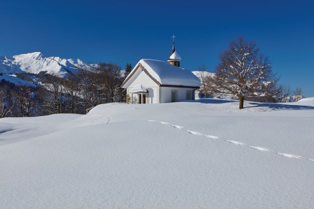 Karte mit Kapelle Illgau in Winterlandschaft