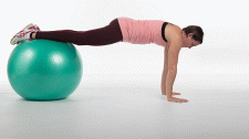 Training mit Hilfsmitteln − Swissball: Push-Up mit Beinen auf Ball