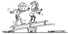 Comic: Zwei Schüler wippen auf einer Langbank.