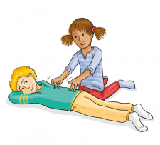 Disegno: una bambina massaggia la schiena di una compagna