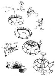 Dessin: construction d'un igloo