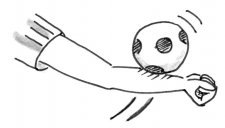 Comic: Treffpunkt des Balls auf dem Unterarm.