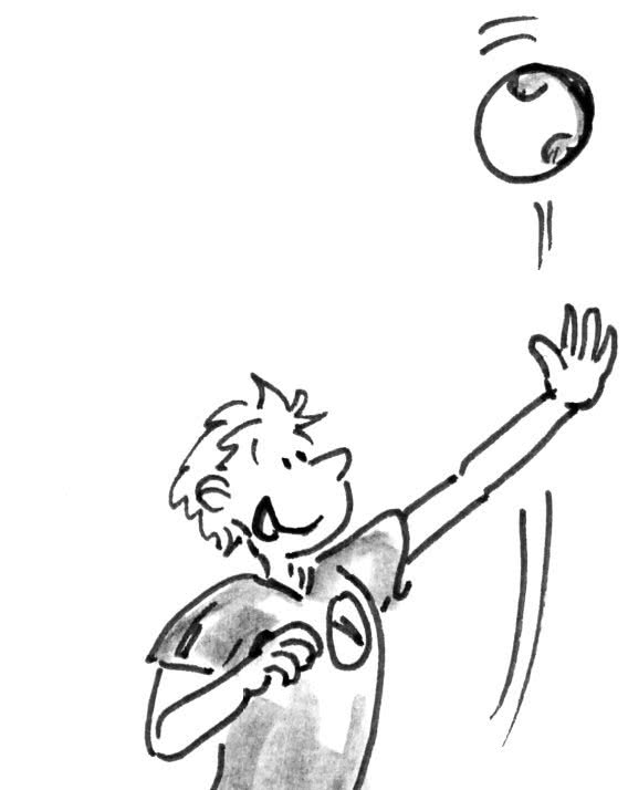 Dessin: un joueur lance un ballon devant soi.