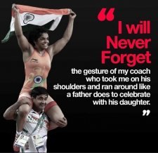 Le lutteuse Malik Sashi (IND) aux Jeux olympiques de Rio 2016.