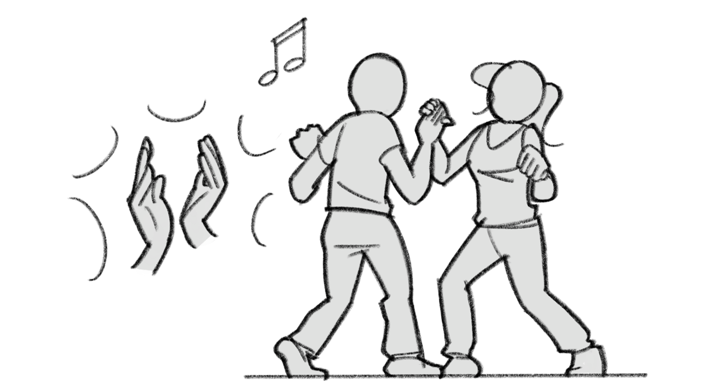 Dessin: deux personnes dansent.
