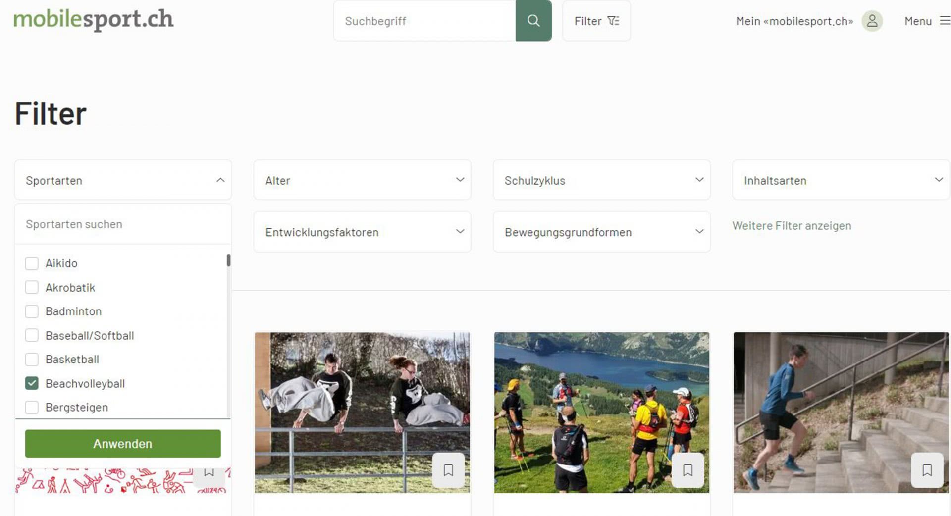 Screenshot Sportarten