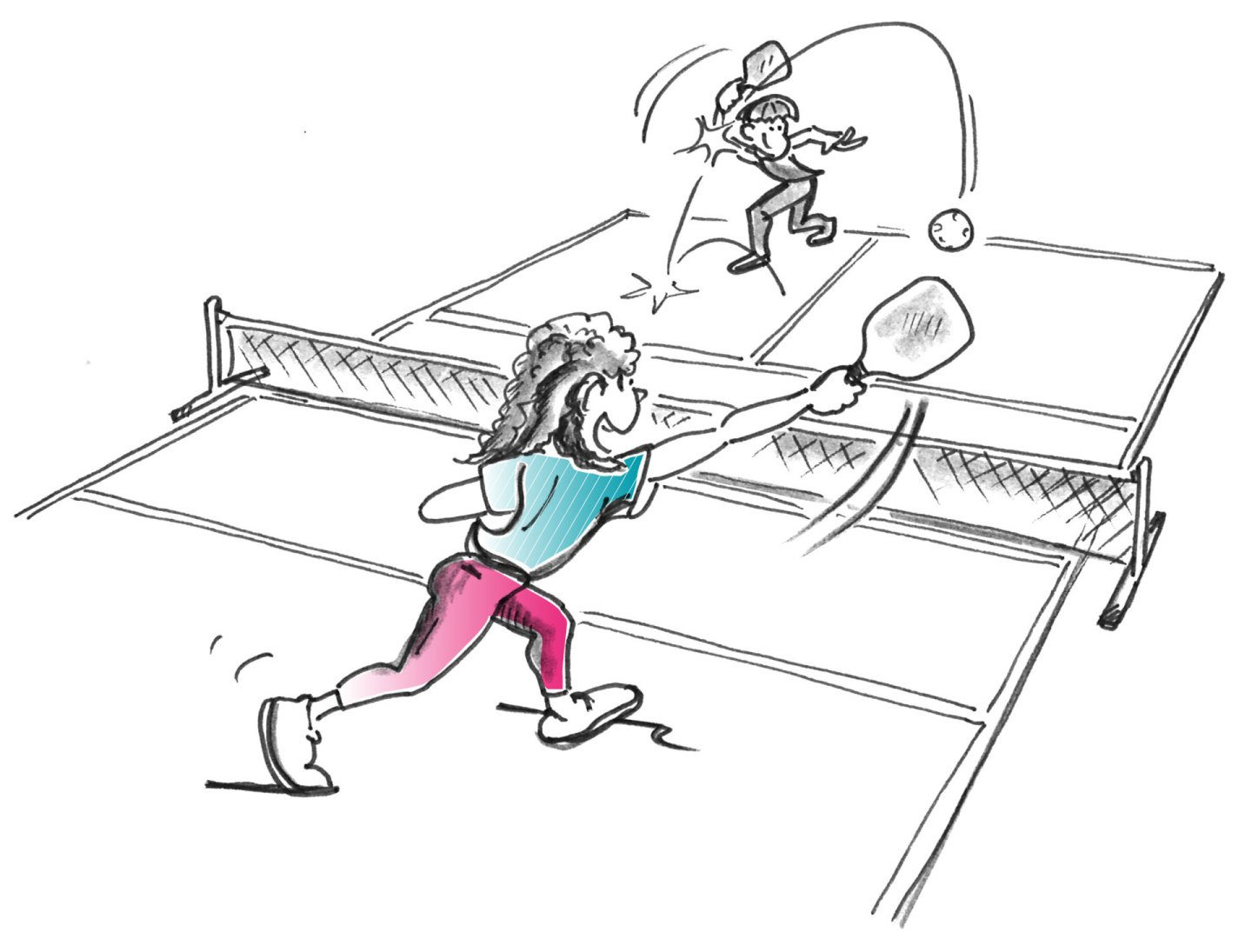 Pickleball – Kooperative Übungs- und Spielformen: 1:1 mit unterschiedlichen Positionen