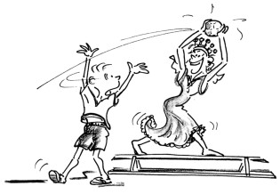 Ball wird auf der Langbank gefangen.