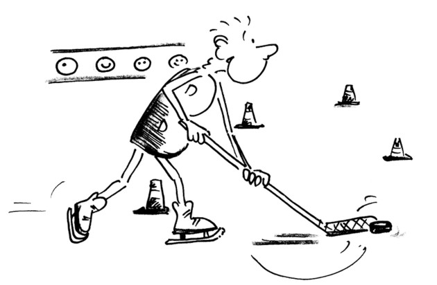 Kind mit Eishockeystock