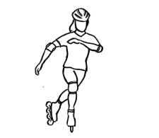 Dessin: Une personne patine en inline-skate.