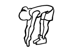 Bild: Einer Person berührt mit den Händen im stehen seine Fussspitzen