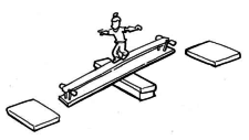 Dessin: L'enfant se maintient en équilibre sur le pont à bascule