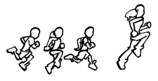 Bild: Kinder rennen Lehrperson hinterher