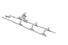 Bild: Person läuft über Hürden, welche im selben Abstand aufgestellt sind.