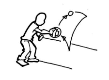 Bild: Kind schlägt Ball mit Schläger zur Wand