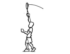 Bild: Schüler führt Überkopfschlag im Badminton aus