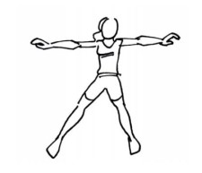 Dessin: L'élève saute en écartant les bras et les jambes.