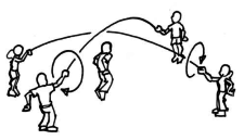 Bild: Schüler hüpft in gekreuzten Schwungseilen