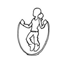 Bild: Ein Kind am springseilen.
