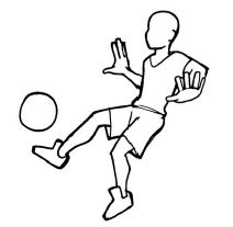 Dessin: L'élève jongle avec la balle au pied.