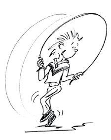 Comic: Schüler springt Seil.