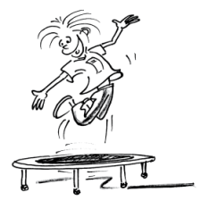 Dessin: L'élève saute au mini-trampoline