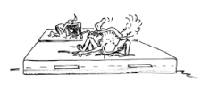 Comic: Zwei Kinder raufen sich auf einer grossen Matte. 