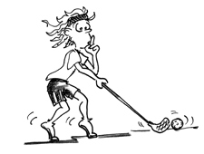 Comic: Ein Mädchen führt einen Ball im Schneckentempo.
