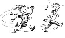 Comic: Zwei Schüler beim Rundenlaufen.