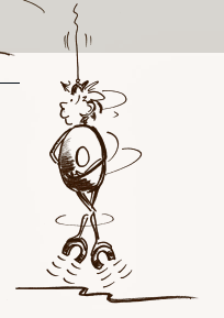 Disegno: una persona è appesa ad una corda invisibile e ruota su sé stessa