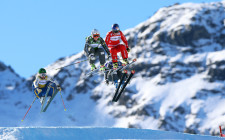 FIS Weltcup, Ski Cross, Damen. Bild zeigt Sandra Naeslund (SWE), Marielle Thompson (CAN), Fanny Smith (SUI) und Georgia Simmerling (CAN)