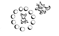Skizze: Eine Katze und eine Maus.