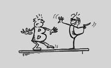 Fumetto: due allievi si trovano su una panchina in equilibrio