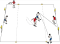 Football – Jeu de tête: Préformation – Exercice analytique: Coup de tête à 1:1 (2:1) après lancer, avec gardiens