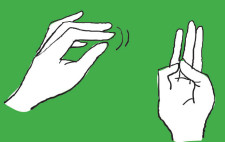 Disegno: due mani, il pollice e un altro dito si toccano.