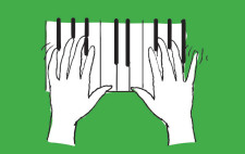 Comic: Zwei Hände beim Klavierspiel.