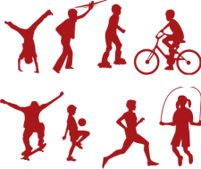 Disegno: otto persone che rappresentano otto sport diversi