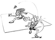 Disegno: un giocatore afferra un volano lanciato da un compagno