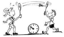 Disegno: due bambini si fanno dei passaggi mentre il tempo viene cronometrato