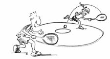 Disegno: due giocatori eseguono degli scambi all'interno di un cerchio